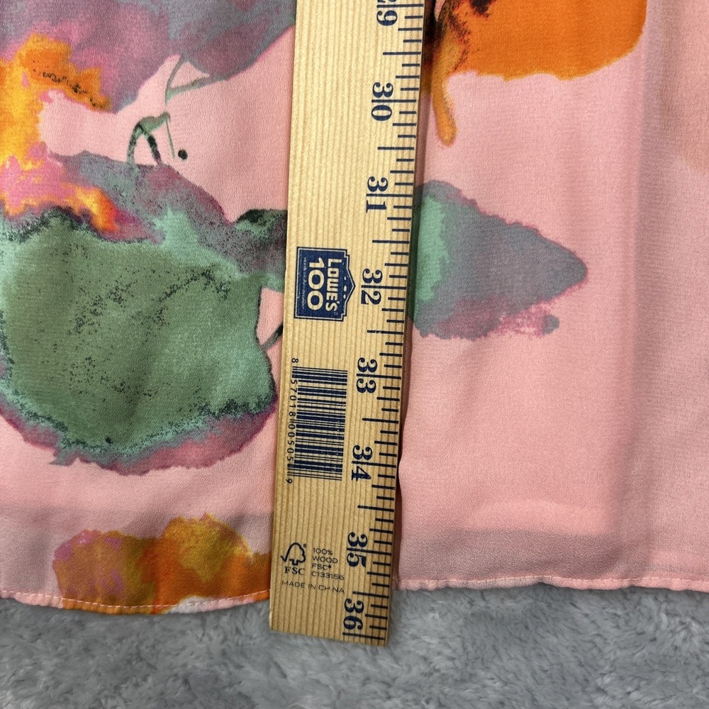Spense 12 Petite Dress Floral Print Sheer Sleeves Lined Watercolor Pastel Pink - Picture 5 of 9